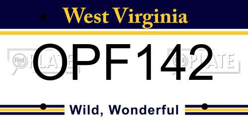 OPF142 West Virginia License Plate