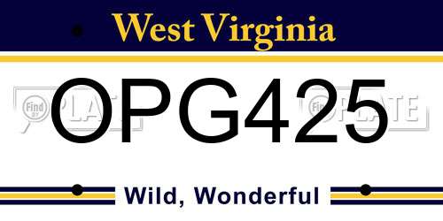 OPG425 West Virginia License Plate