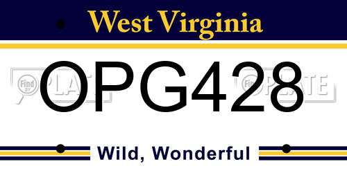 OPG428 West Virginia License Plate