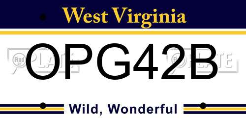 OPG42B West Virginia License Plate