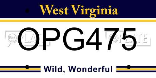 OPG475 West Virginia License Plate