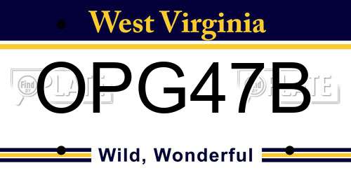 OPG47B West Virginia License Plate
