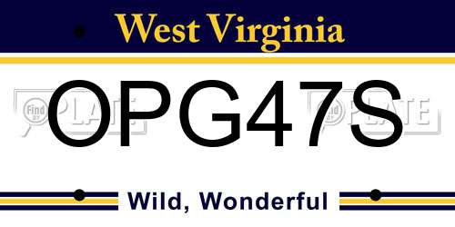 OPG47S West Virginia License Plate