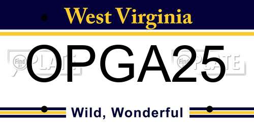 OPGA25 West Virginia License Plate