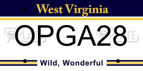OPGA28 West Virginia License Plate