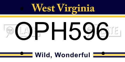 OPH596 West Virginia License Plate