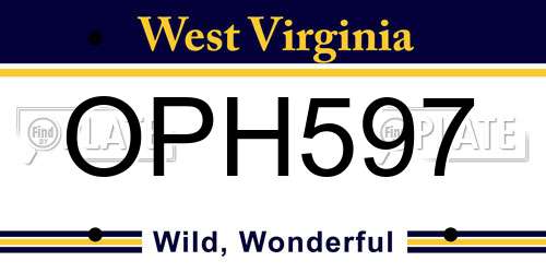 OPH597 West Virginia License Plate