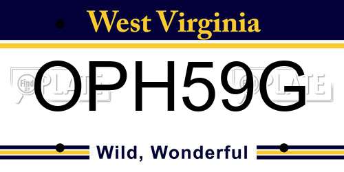 OPH59G West Virginia License Plate