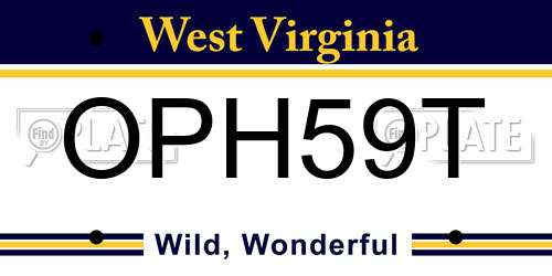 OPH59T West Virginia License Plate