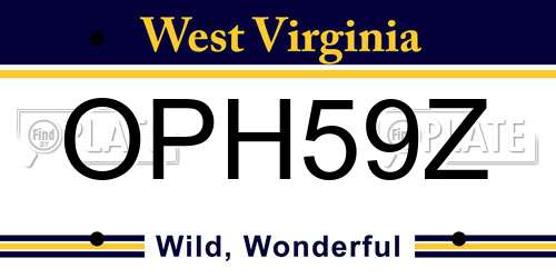 OPH59Z West Virginia License Plate