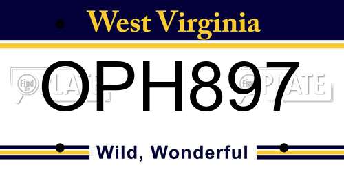 OPH897 West Virginia License Plate
