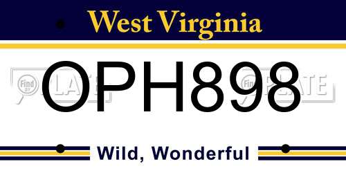 OPH898 West Virginia License Plate