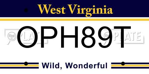 OPH89T West Virginia License Plate