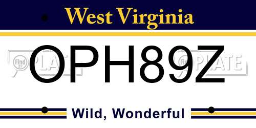 OPH89Z West Virginia License Plate