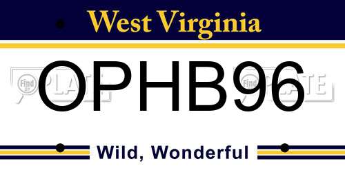 OPHB96 West Virginia License Plate