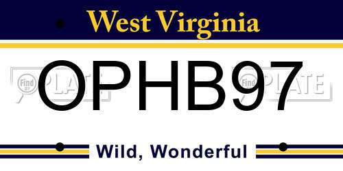 OPHB97 West Virginia License Plate