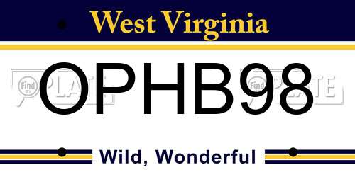 OPHB98 West Virginia License Plate