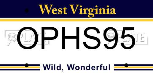 OPHS95 West Virginia License Plate