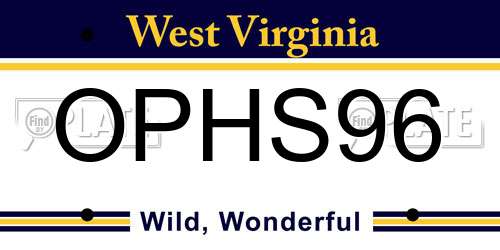 OPHS96 West Virginia License Plate
