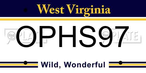 OPHS97 West Virginia License Plate