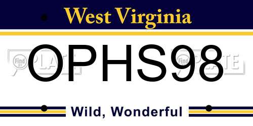 OPHS98 West Virginia License Plate