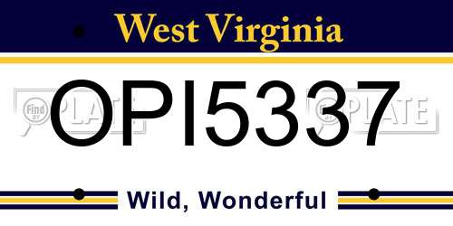 OPI5337 West Virginia License Plate