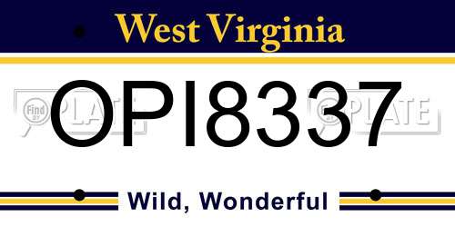 OPI8337 West Virginia License Plate