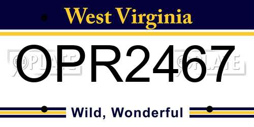 OPR2467 West Virginia License Plate