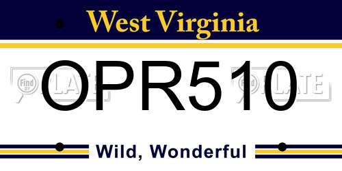OPR510 West Virginia License Plate