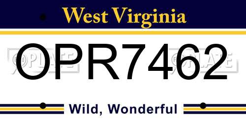 OPR7462 West Virginia License Plate