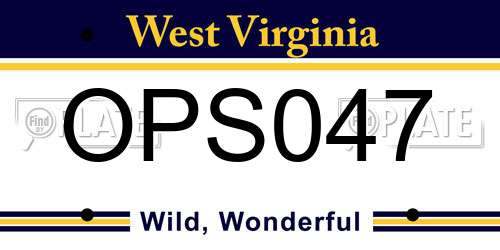 OPS047 West Virginia License Plate