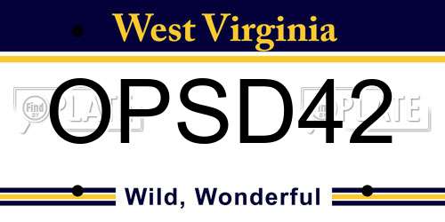 OPSD42 West Virginia License Plate