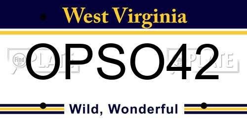OPSO42 West Virginia License Plate