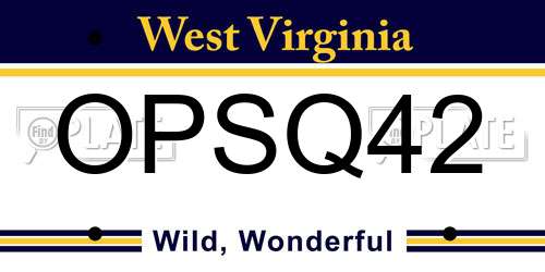 OPSQ42 West Virginia License Plate