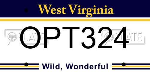 OPT324 West Virginia License Plate