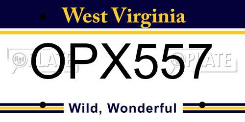 OPX557 West Virginia License Plate