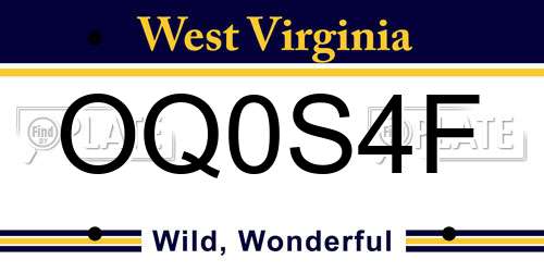 OQ0S4F West Virginia License Plate