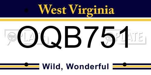 OQB751 West Virginia License Plate