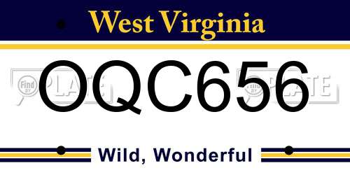 OQC656 West Virginia License Plate
