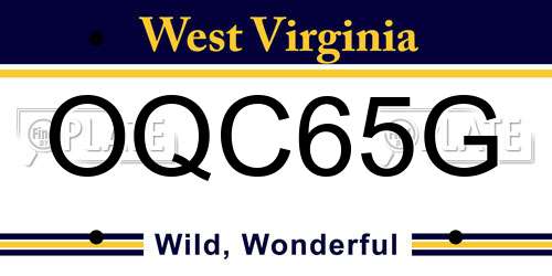 OQC65G West Virginia License Plate