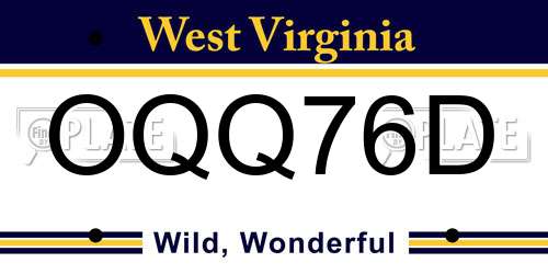OQQ76D West Virginia License Plate