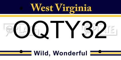 OQTY32 West Virginia License Plate