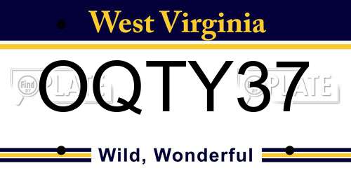 OQTY37 West Virginia License Plate
