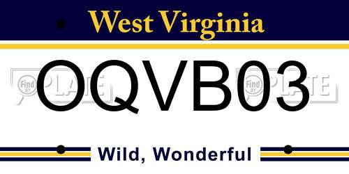 OQVB03 West Virginia License Plate