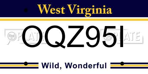 OQZ95I West Virginia License Plate