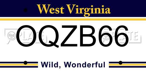 OQZB66 West Virginia License Plate