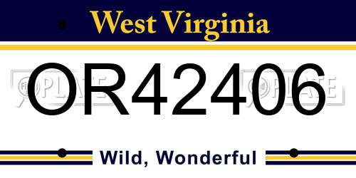 OR42406 West Virginia License Plate