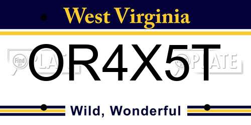 OR4X5T West Virginia License Plate