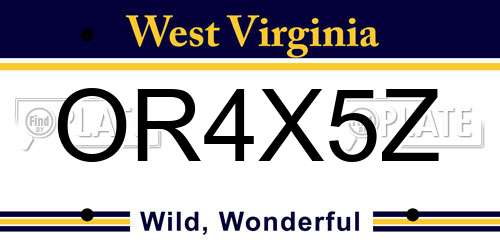 OR4X5Z West Virginia License Plate
