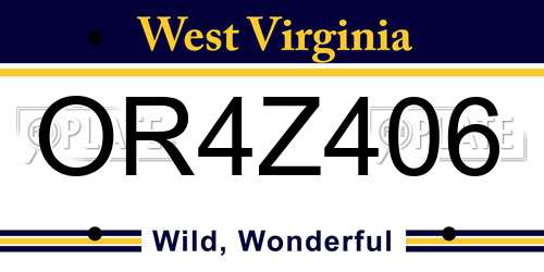 OR4Z406 West Virginia License Plate